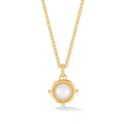 Dower & Hall Large 'guiding Pearl' Narrative™ Talisman Charm Pendant In Silver,gold,white