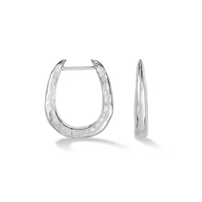 Dower & Hall Large Horseshoe Nomad Huggie Hoops In White