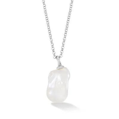 Dower & Hall Large Keshi Luna Pearl™ Pendant In White,gold,silver