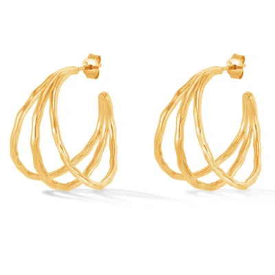 Dower & Hall Large Triple Row Waterfall Hoops In Green