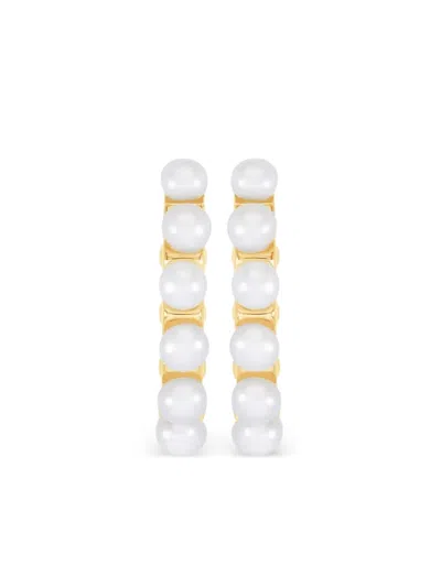 Dower & Hall Large White Timeless Pearl Hoops Earings In Gold