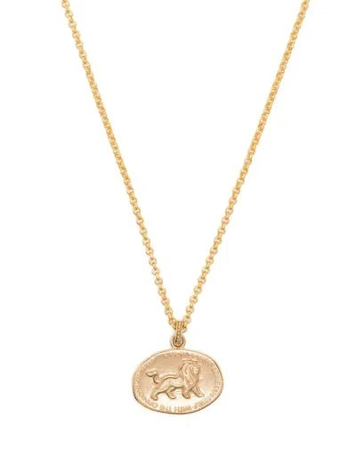Dower & Hall Lion Medallion Necklace In Gold