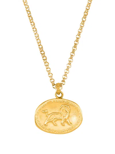 Dower & Hall Lion Talisman Necklace In Gold