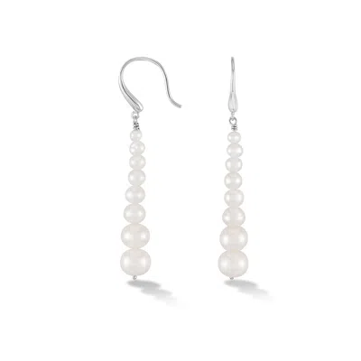 Dower & Hall Long Graduated Waterfall Pearl Earrings In Metallic