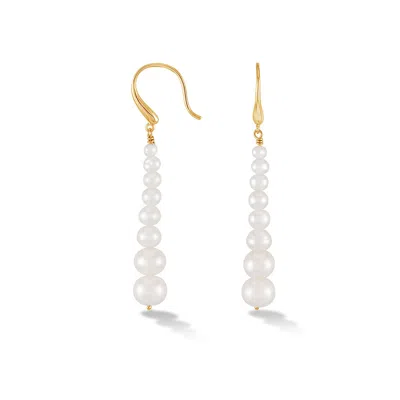 Dower & Hall Long Graduated Waterfall Pearl Earrings In Metallic