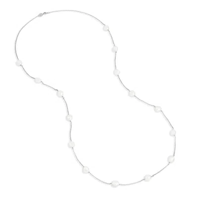 Dower & Hall Long White Baroque Pearl Chain Necklace In Metallic