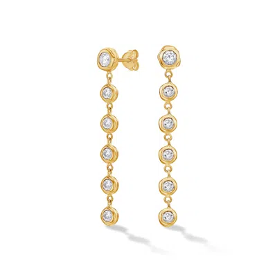 Dower & Hall Long White Topaz Dewdrop Earrings In Gold,white