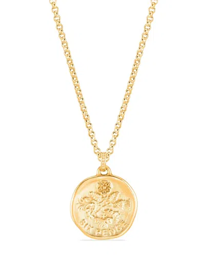 Dower & Hall Lucky Sixpence Medallion Necklace In Gold