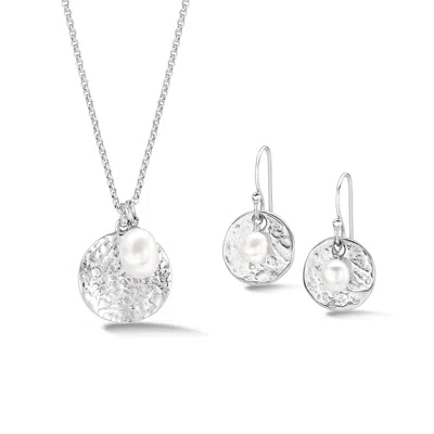 Dower & Hall Luna Pearl™ Necklace & Earrings Set In White,silver