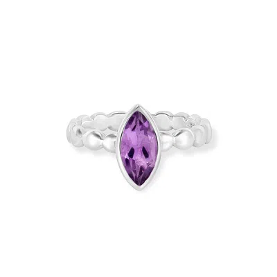 Dower & Hall Marquise Amethyst Dewdrop Twinkle Ring In Purple,silver