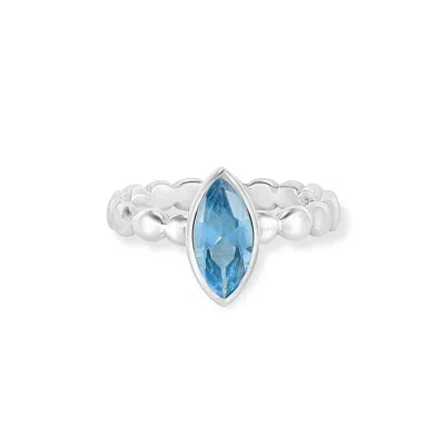 Dower & Hall Marquise Blue Topaz Dewdrop Twinkle Ring In Blue,silver