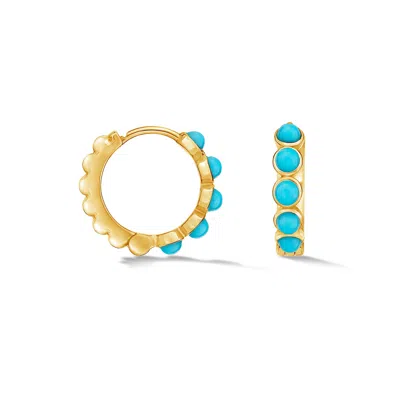 Dower & Hall Medium Azure Turquoise Huggie Hoops In Metallic