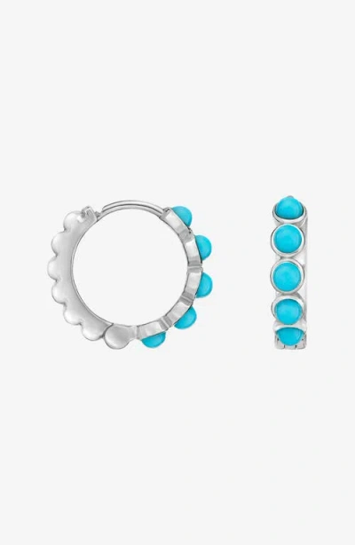 Dower & Hall Medium Azure Turquoise Huggie Hoops In Metallic