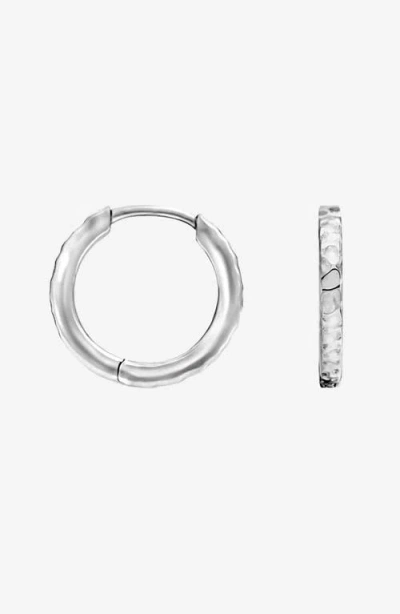 Dower & Hall Medium Hammered Nomad Huggie Hoops In Silver