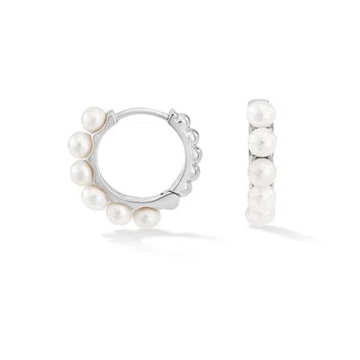 DOWER & HALL MEDIUM TIMELESS PEARL HUGGIE HOOPS