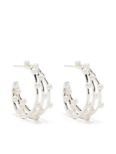 Dower & Hall Medium Waterfall Pearl-embellished Earrings In Silver