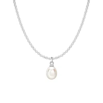 Dower & Hall Men's 10mm Oval White Freshwater Pearl Pendant In Metallic
