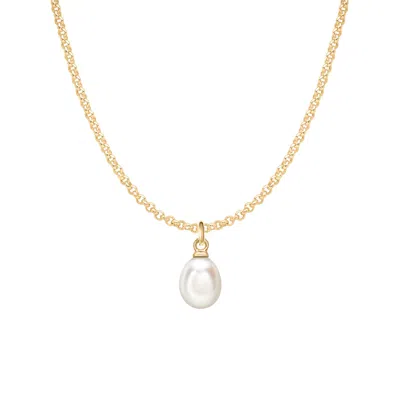 Dower & Hall Men's 10mm Oval White Freshwater Pearl Pendant In Gold