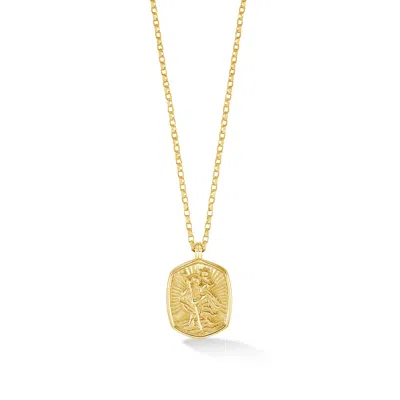 Dower & Hall Men's 9k Gold St. Christopher Tiny Talisman Necklace In Metallic