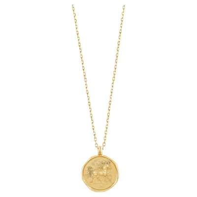 Pre-owned Dower & Hall Men's 9k Yellow Gold Fire Horse Tiny Talisman Necklace