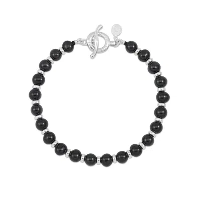 Dower & Hall Men's Black Pearls Halo Bracelet