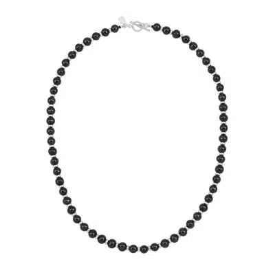 Dower & Hall Men's Black Pearls Halo Necklace In Gray