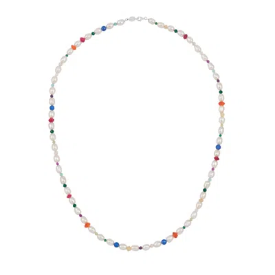 Dower & Hall Men's Carnival Pearl & Silver Necklace In White