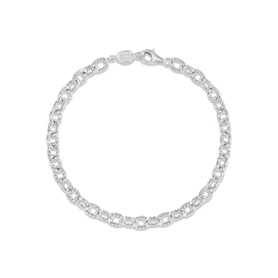 Dower & Hall Men's Chunky Millie-grain Chain Bracelet In Silver In White