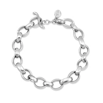 Dower & Hall Men's Chunky Oval Link Nomad Bracelet In Sterling Silver