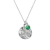Dower & Hall Men's Disc & Green Garnet Array Pendant In Sterling Silver In White