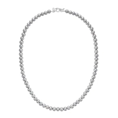 Dower & Hall Men's Dove Grey Freshwater Pearl Necklace In Metallic