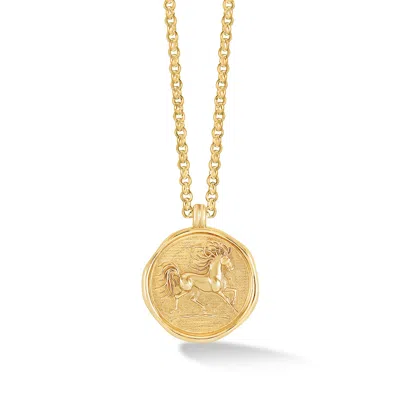 Dower & Hall Men's Fire Horse Talisman Necklace In Gold Vermeil