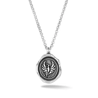 Dower & Hall Men's Fly High Phoenix Talisman Necklace In Sterling Silver