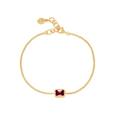 Dower & Hall Men's Gold / Red Red Garnet Octagon Chain Bracelet