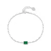 Dower & Hall Men's Green Garnet Octagon Humbug Paperclip Bracelet In Sterling Silver