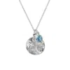 Dower & Hall Men's Hammered Disc & Blue Topaz Array Pendant In Silver In Silver