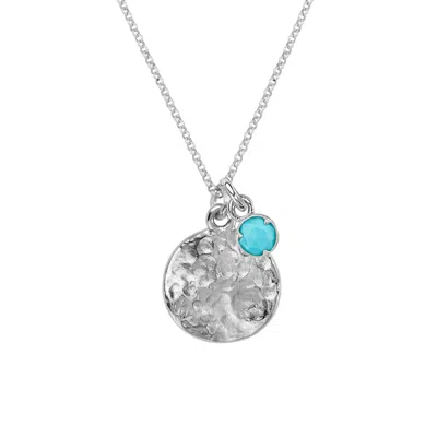 DOWER & HALL MEN'S HAMMERED DISC & TURQUOISE ARRAY PENDANT IN STERLING SILVER