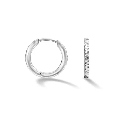 Dower & Hall Men's Hammered Nomad Hoops In Sterling Silver In White