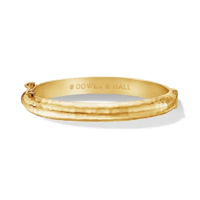 Dower & Hall Men's Hinged Hammered Nomad Bangle In Gold Vermeil