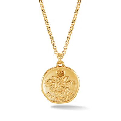 DOWER & HALL MEN'S LUCKY SIXPENCE TALISMAN NECKLACE IN GOLD VERMEIL