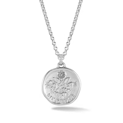 Dower & Hall Men's Lucky Sixpence Talisman Necklace In Sterling Silver
