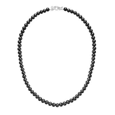 Dower & Hall Men's Medium Black Freshwater Pearl Necklace