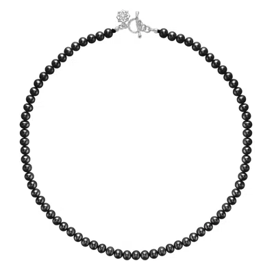 Dower & Hall Men's Medium Black Freshwater Pearl Necklace