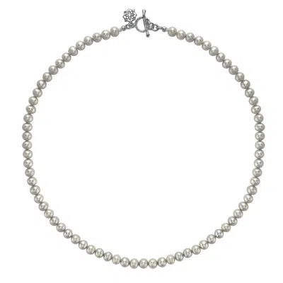 Dower & Hall Men's Medium Dove Grey Freshwater Pearl Necklace In White