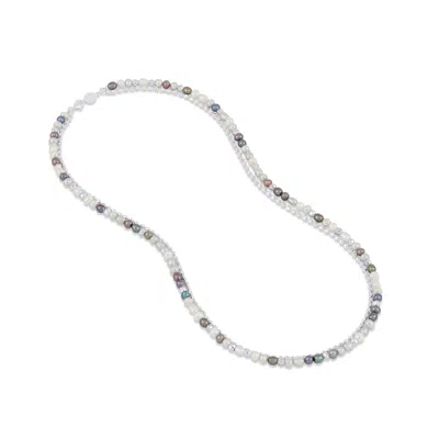 Dower & Hall Men's Mixed Pearls Orissa Necklace In Sterling Silver In Metallic