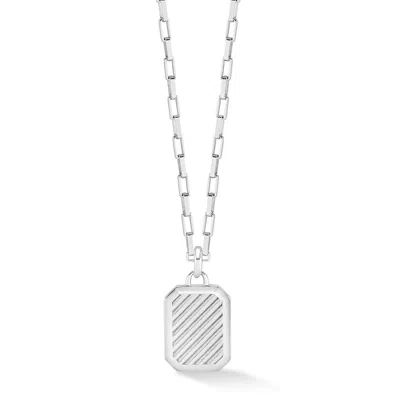 Dower & Hall Men's Octagon Humbug Paperclip Necklace In Sterling Silver