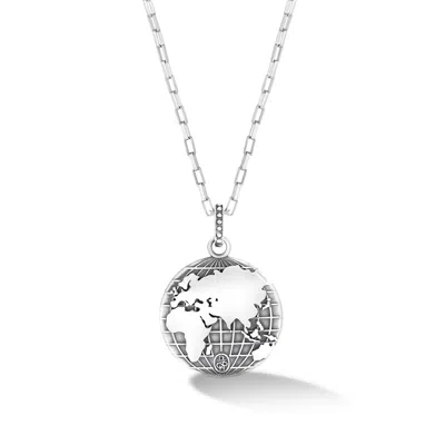 Dower & Hall Men's One World Talisman Necklace In Sterling Silver In Metallic
