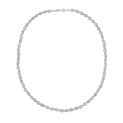 Dower & Hall Men's Oval Powder Blue Pearl Necklace In Metallic