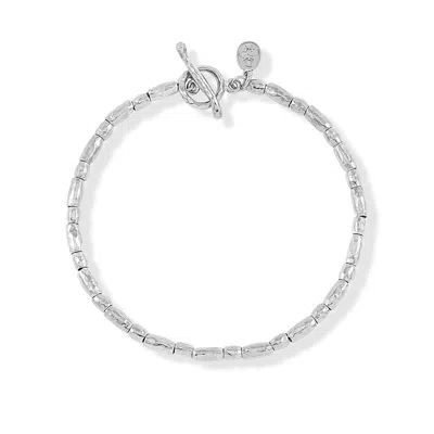 Dower & Hall Men's Rice Nomad Bracelet In Sterling Silver In Metallic