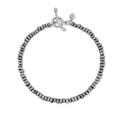 Dower & Hall Men's Signature Small Nugget Bracelet In Black Silver